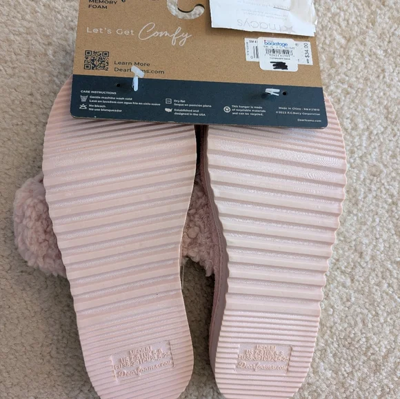 NWT Women's Open Toe Pink Dearfoams Slippers Size 7/8 - Picture 2 of 2